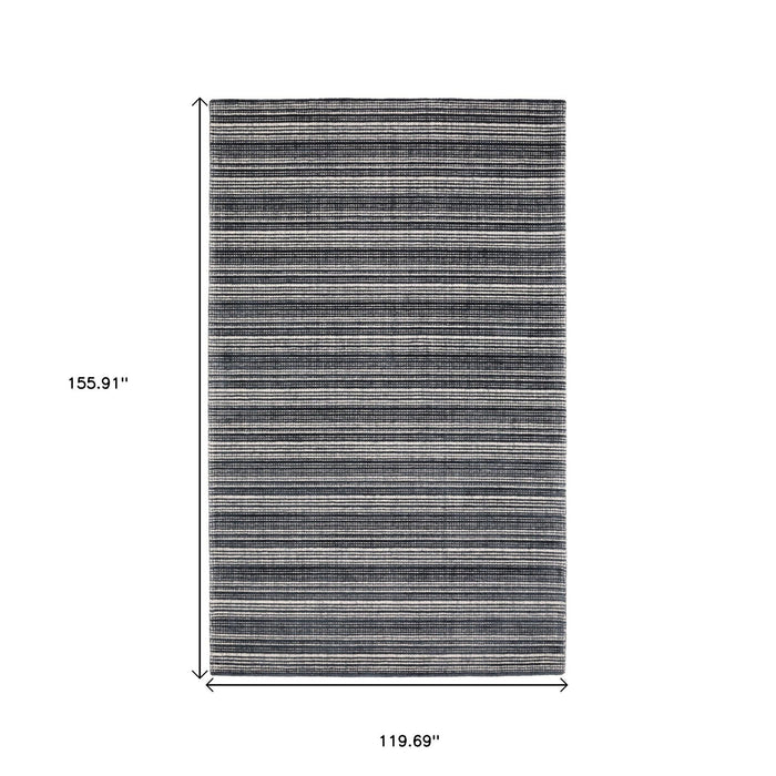 10' X 13' Striped Hand Tufted Area Rug - Black And Ivory