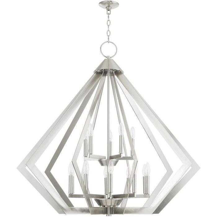 41" Multi Light Dimmable Chandelier With Shades - Nickel