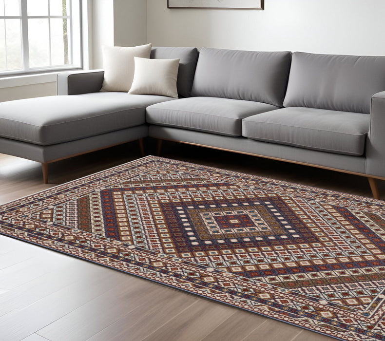 10' X 13' Diamond Area Rug With Fringe - Ivory