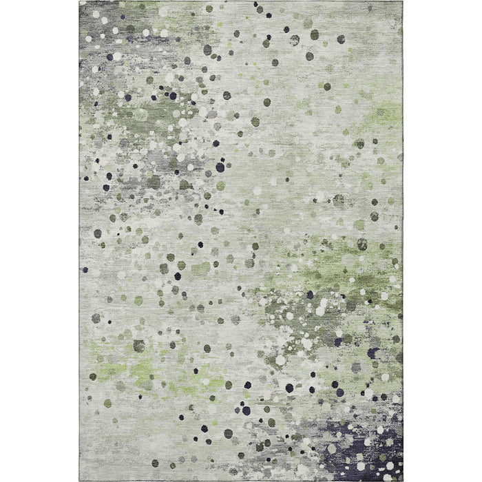 10' X 14' Abstract Washable Area Rug With UV Protection (710747) - Artichoke Green / Ivory / Gray