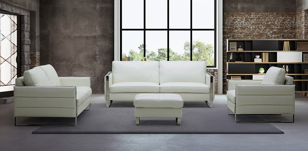 J & M Furniture Constantin Ottoman in White