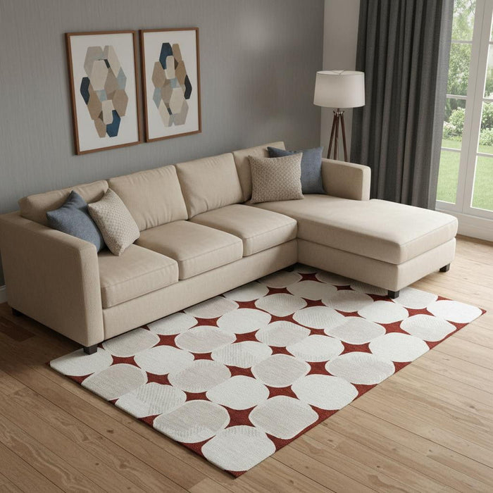 10' X 14' Abstract Geometric Washable Area Rug With UV Protection (669180) - Burgundy / Ivory