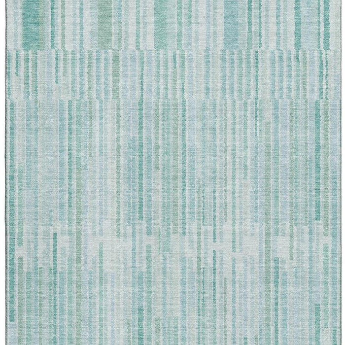 10' X 14' Striped Washable Area Rug With UV Protection (717911) - Turquoise / Sky Blue