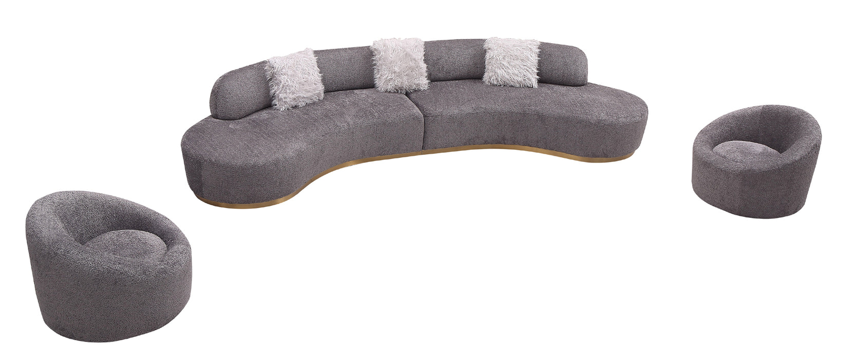 J & M Furniture Moon Sectional in Dark Grey