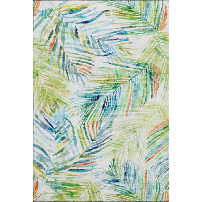 8' X 10' Geometric Washable Area Rug With UV Protection (646329) - Rainbow / Ivory