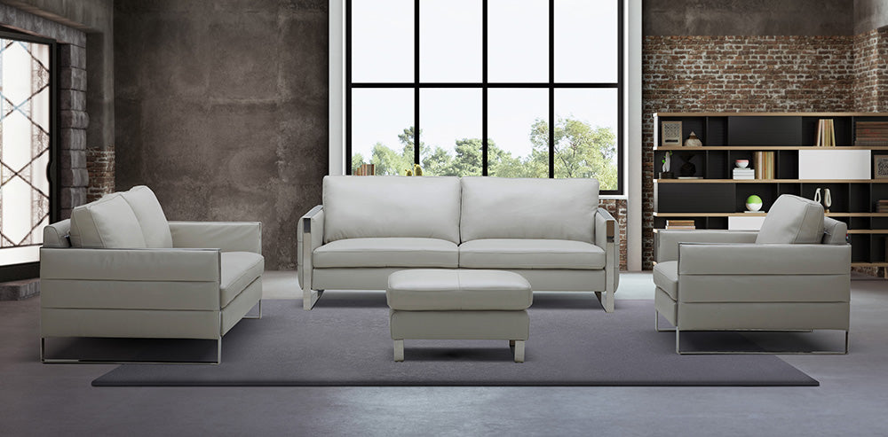J & M Furniture Constantin Ottoman in Light Grey
