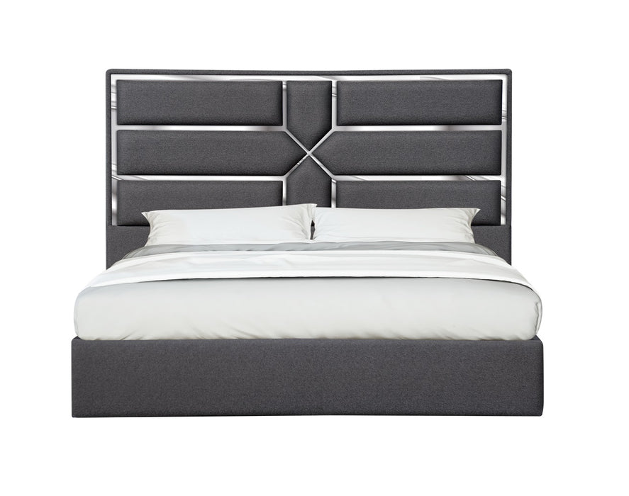 J & M Furniture Da Vinci Queen Bed in Charcoal
