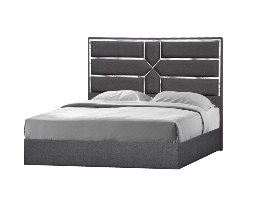 J & M Furniture Da Vinci Queen Bed in Charcoal