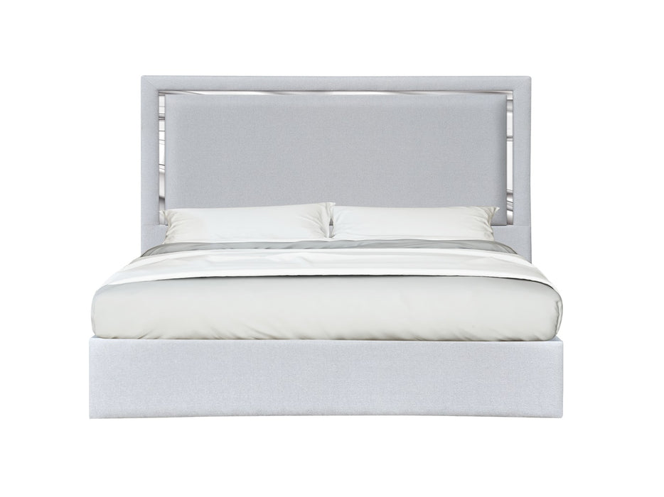 J & M Furniture Monet King Bed in Silver Grey