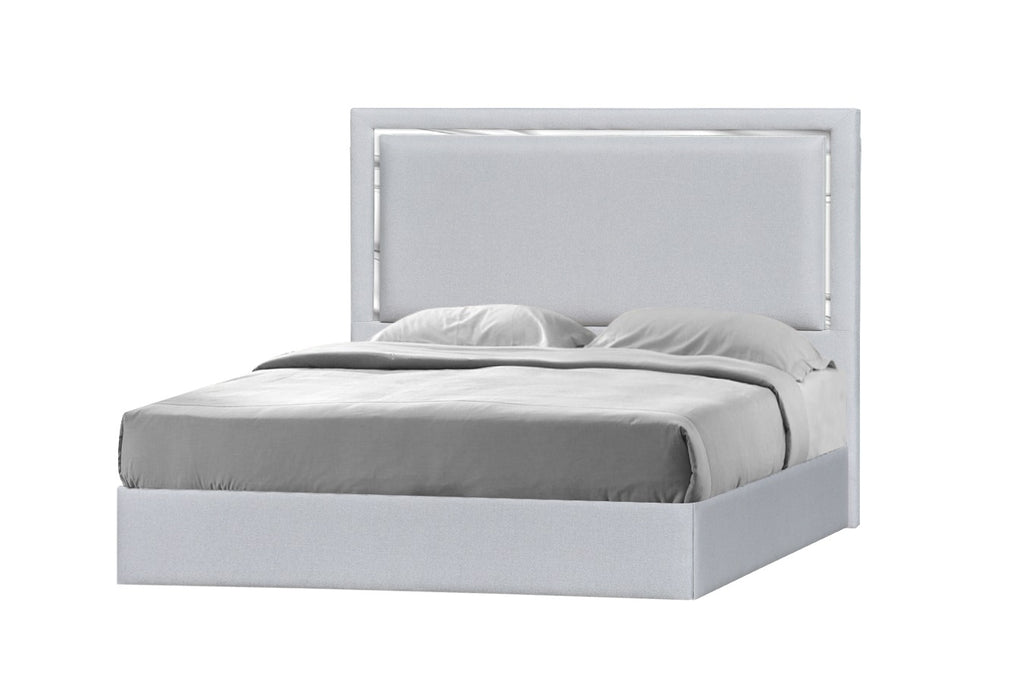 J & M Furniture Monet King Bed in Silver Grey