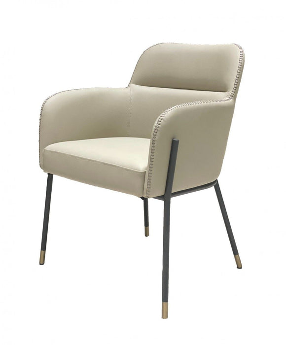 Upholstered Faux Leather Slat Back Dining Arm Chair - Gray