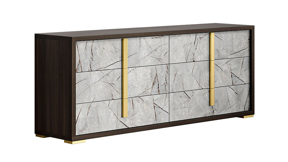 J & M Furniture Travertine Dresser in Wenge/Gold
