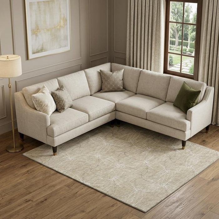 10' X 14' Geometric Washable Area Rug With UV Protection (676548) - Beige / Ivory