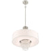 Four-light metal chandelier with shades in nickel finish, featuring clear and off-white glass shades, by HomeRoots.
