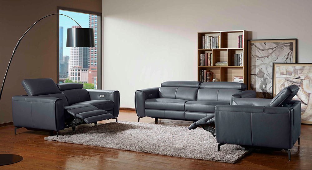 J & M Furniture Lorenzo Sofa in Blue Grey