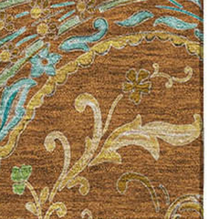 9' X 12' Paisley Washable Area Rug With UV Protection (647991) - Rust / Blue / Green