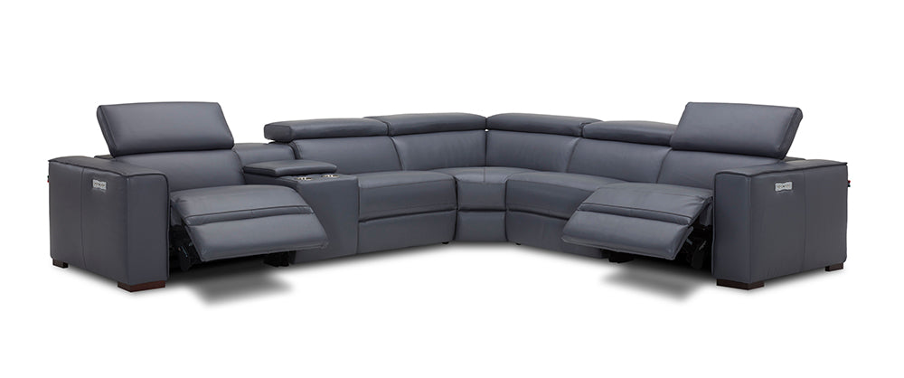 J & M Furniture Picasso Motion Sectional in Blue Grey
