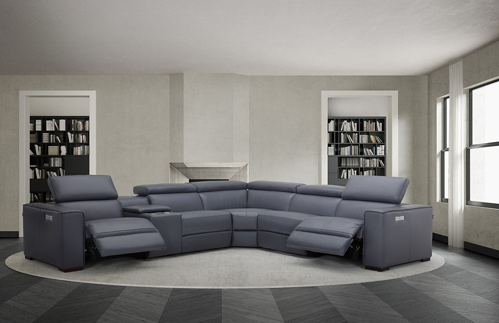 J & M Furniture Picasso Motion Sectional in Blue Grey