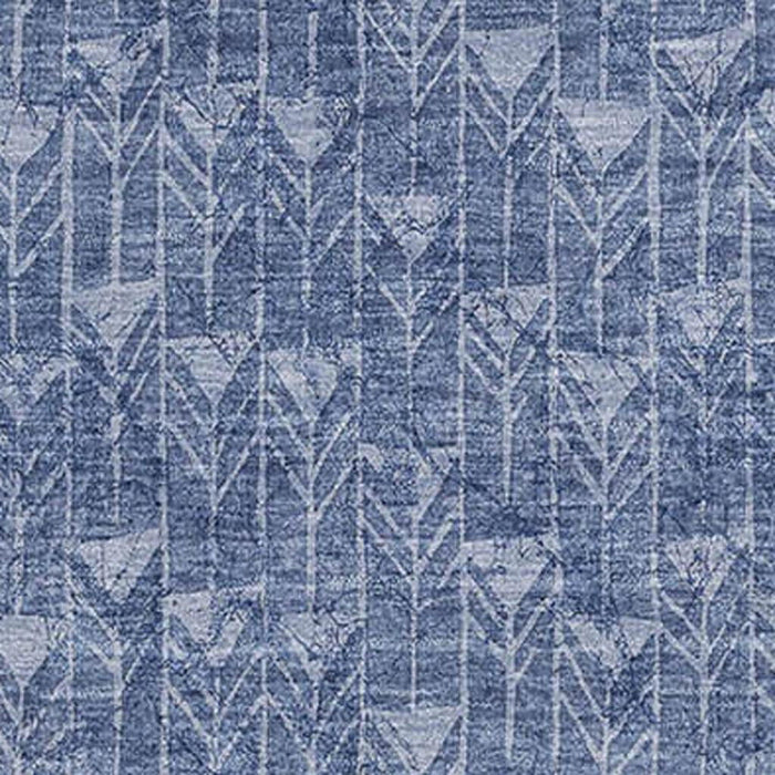 8' X 10' Geometric Washable Area Rug With UV Protection (647102) - Navy Blue / Ivory