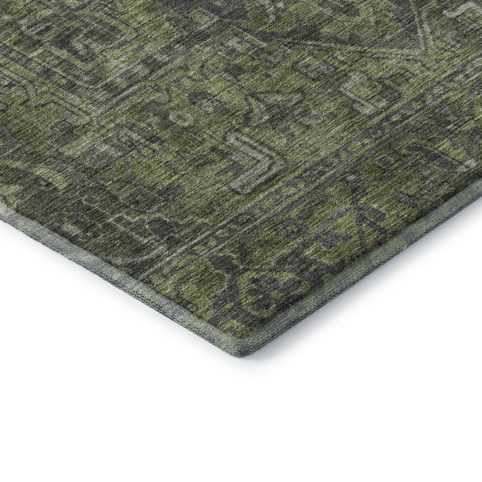 8' X 10' Medallion Distressed Washable Area Rug With UV Protection (649742) - Green / Gray