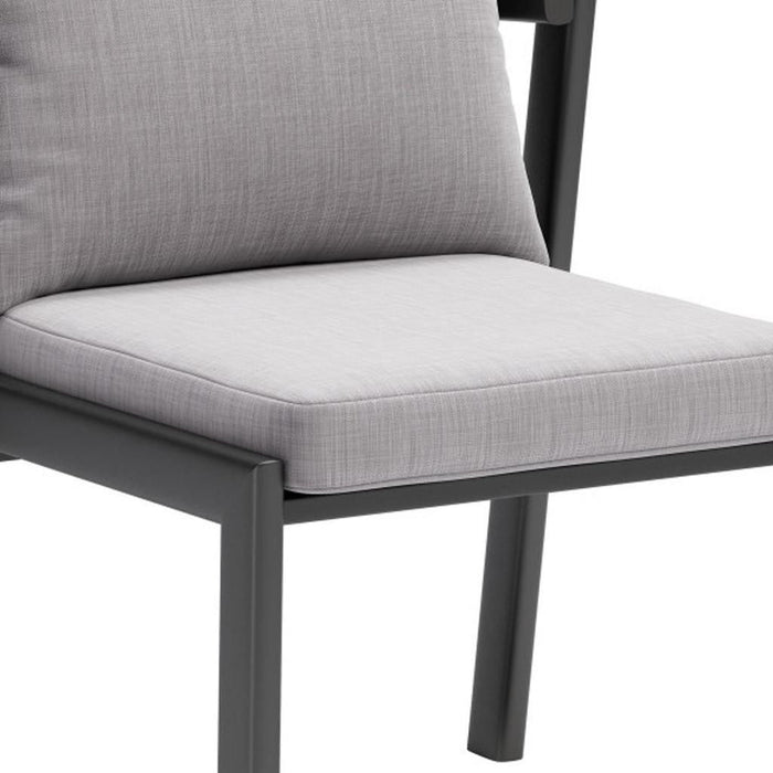 Slipcovered Aluminum Partially Open Back Dining Side Chairs (Set of 2) - Gray / Black