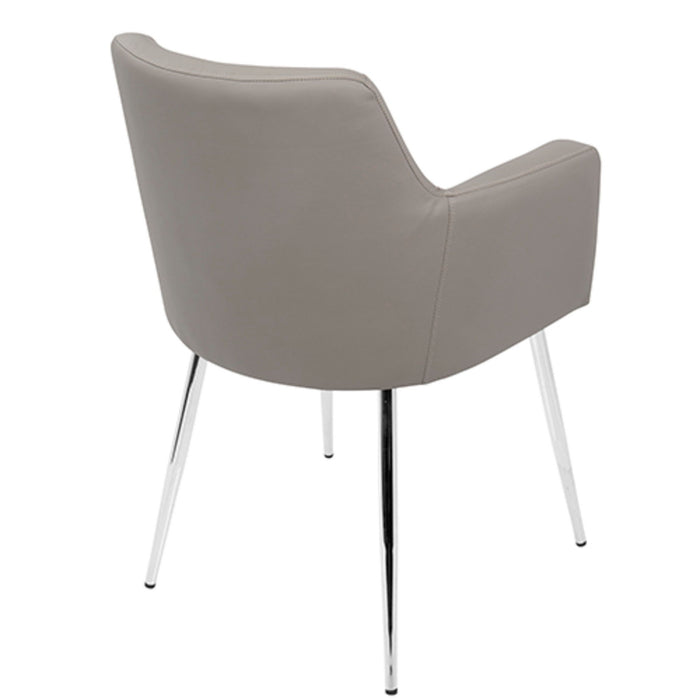 Andrew - Contemporary Dining / Accent Chair (Set of 2) - Chrome And Gray Faux Leather