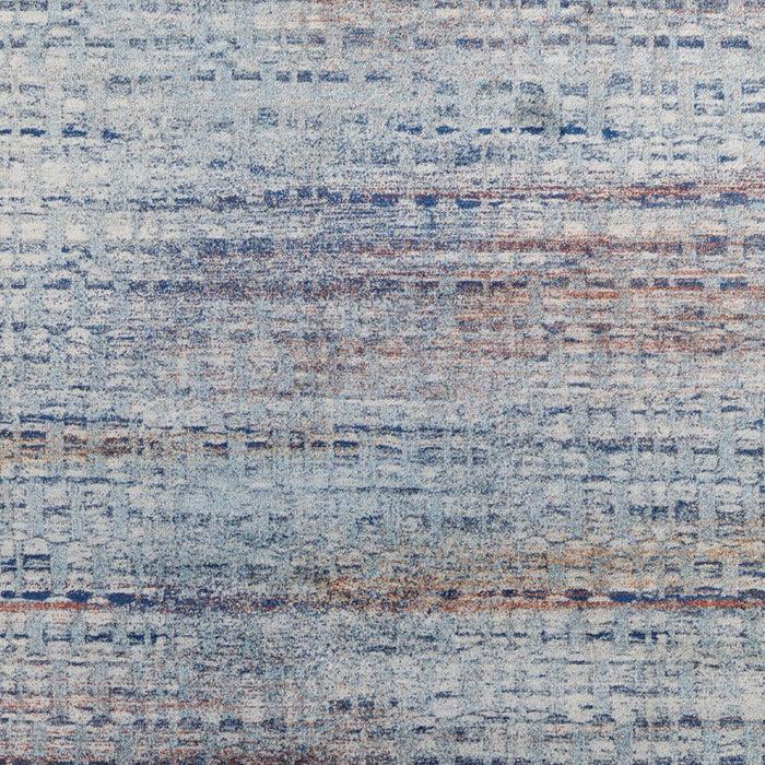 10' x 14' Abstract Power Loom Stain Resistant Area Rug - Blue Ivory And Orange
