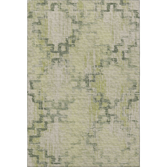 8' X 10' Tribal Washable Area Rug With UV Protection - Green And Beige