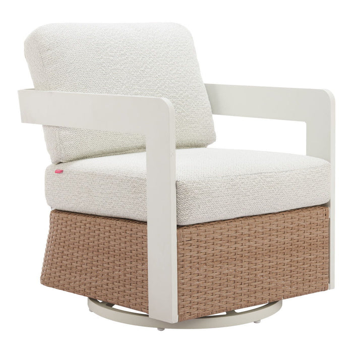 26" Modern Upholstered Swivel Arm Chair - White