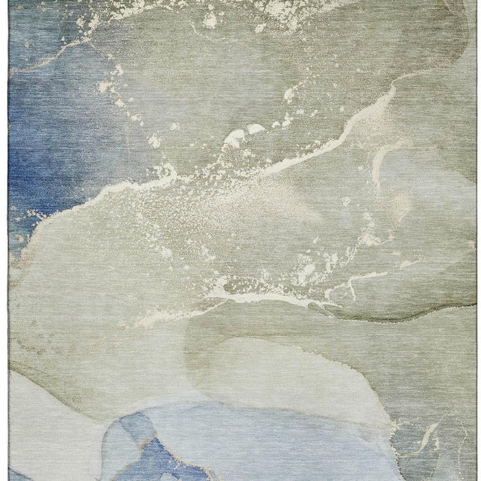 10' X 14' Abstract Washable Area Rug With UV Protection (647194) - Blue / Gray / Ivory