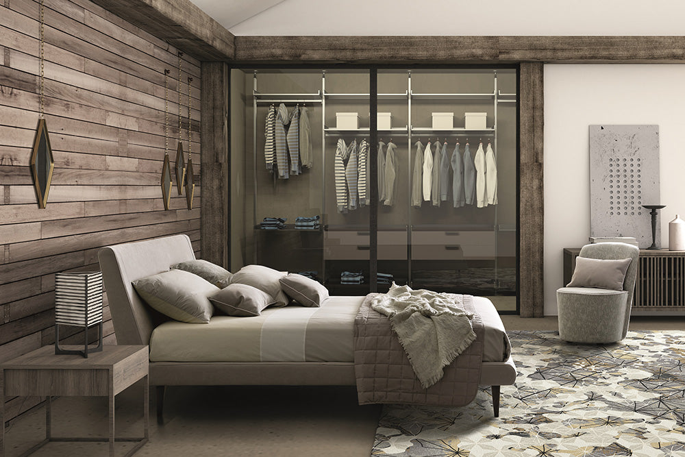 J & M Furniture Metropolitan Fabric King Bed in Grey