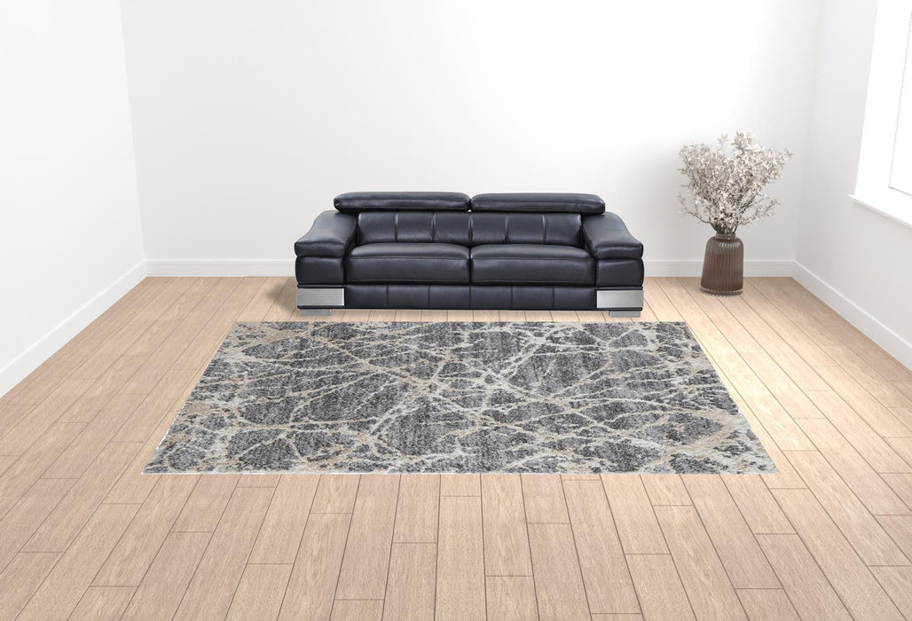 10' x 14' Abstract Power Loom Stain Resistant Area Rug - Gray And Ivory