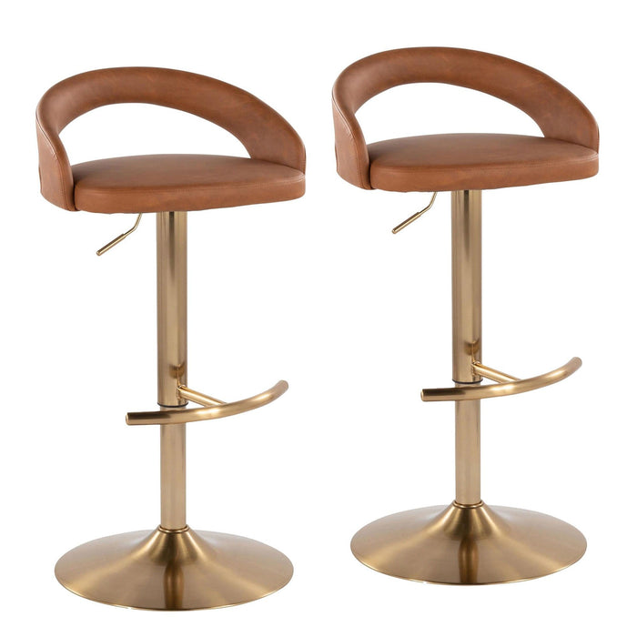 Grotto - Upholstered Adjustable Barstool - Gold Metal Base