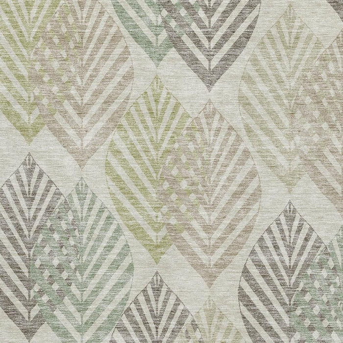 9' X 12' Floral Washable Area Rug With UV Protection - Taupe