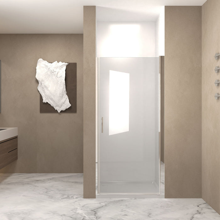 Chrome Shower Door With Explosion Proof Film, Half Frame Design - Chrome