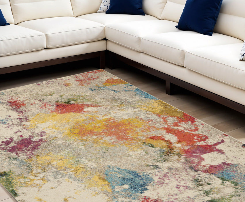 8' X 11' Abstract Power Loom Area Rug - Ivory