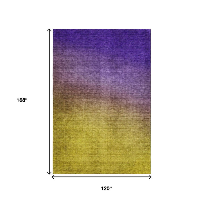 10' X 14' Ombre Washable Area Rug With UV Protection (650404) - Purple / Blue / Gold