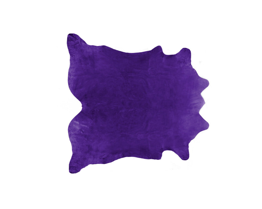 6' x 7' Hand Knotted Cowhide Area Rug - Purple Cowhide
