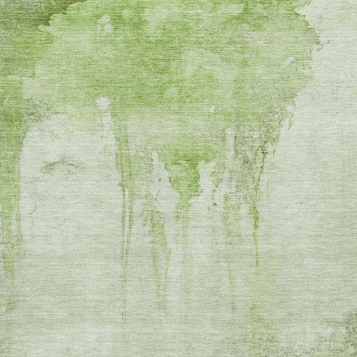 10' X 14' Abstract Washable Area Rug With UV Protection (701515) - Artichoke Green / Ivory
