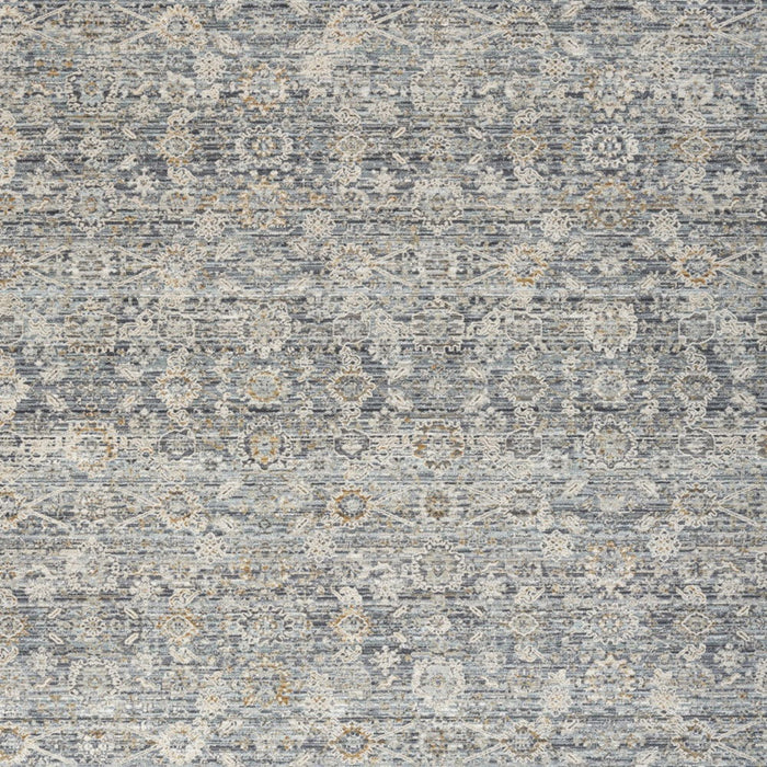 10' X 14' Floral Distressed Area Rug With Fringe (546443) - Charcoal / Brown / Ivory