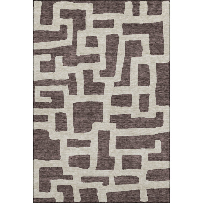10' X 14' Abstract Geometric Washable Area Rug With UV Protection (671780) - Chocolate / Beige