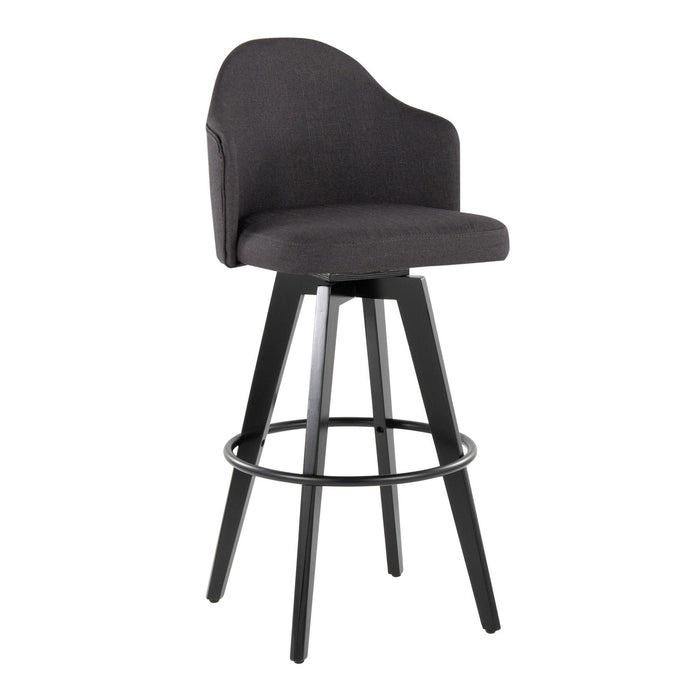 Ahoy - Upholstered Fixed-Height Barstool (Set of 2) - Black Base, Black Footrest