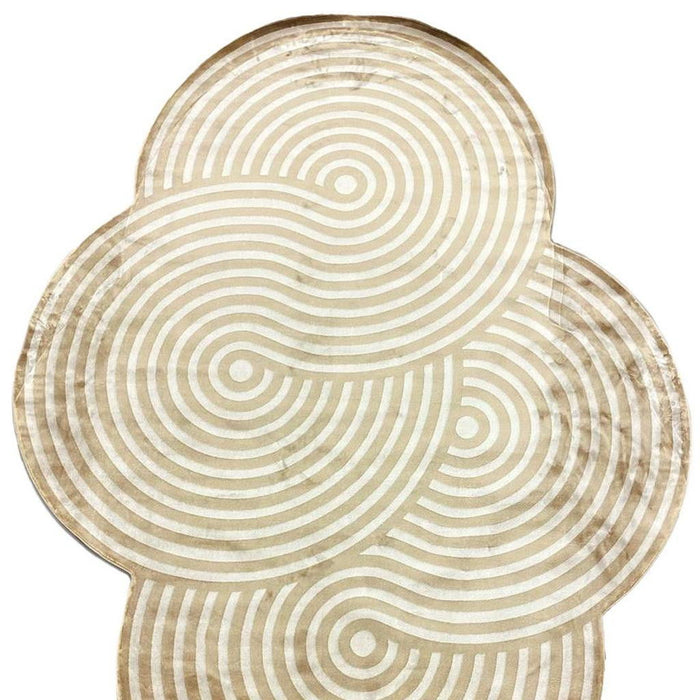 7' X 9' Abstract Geometric Distressed Area Rug (722644) - Cream / White