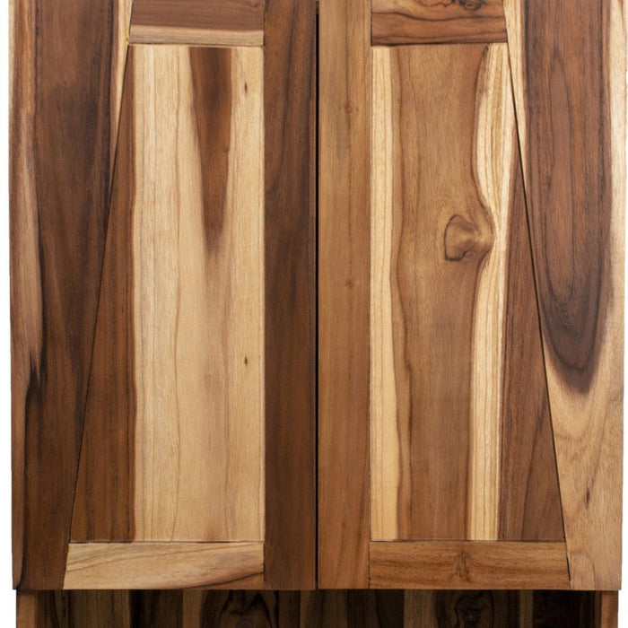 Solid Teak Wood Wall Mounted Accent Cabinet - Shades Of Brown
