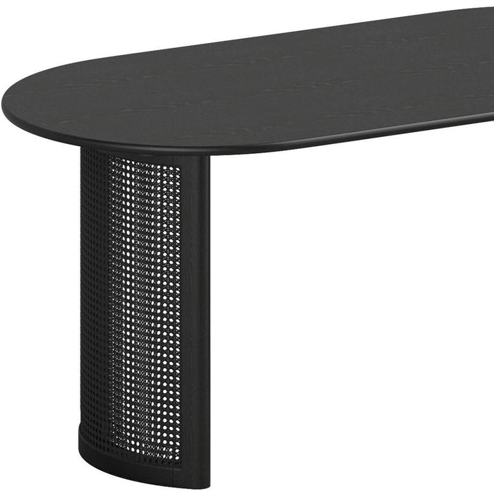 66" Solid Wood Double Pedestal Base Oval Dining Table - Black