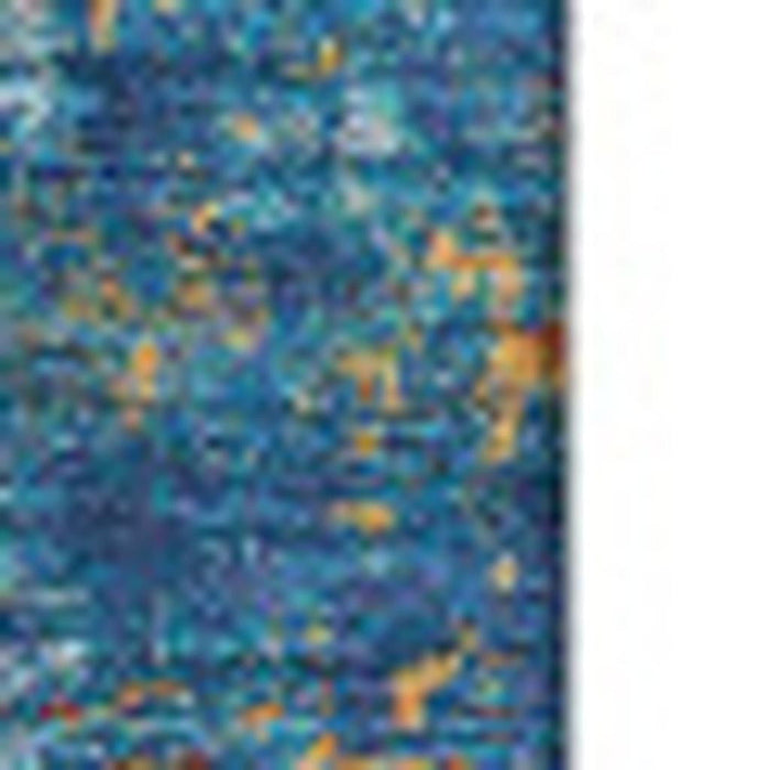 10' X 14' Abstract Washable Area Rug With UV Protection (678017) - Navy Blue / Orange / Teal