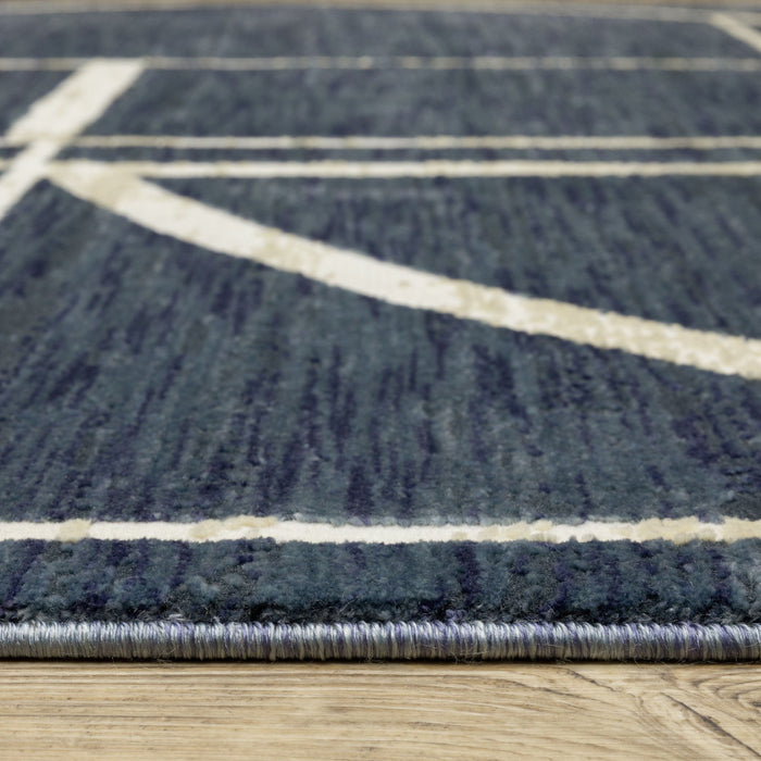 8' X 11' Geometric Area Rug - Blue And Ivory