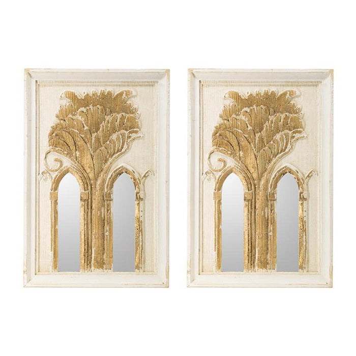30" Framed Accent Mirrors (Set of 2) - White / Gold