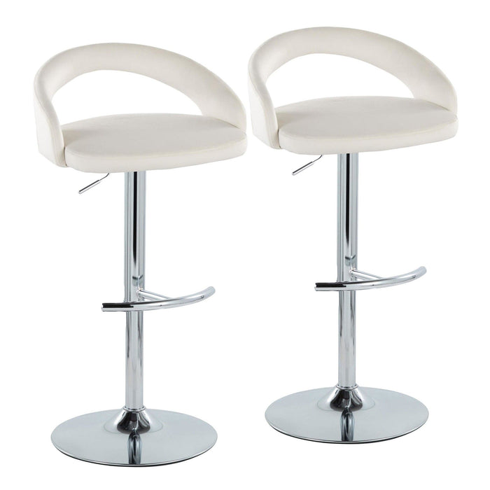 Grotto - Upholstered Adjustable Barstool - Chrome Metal Base