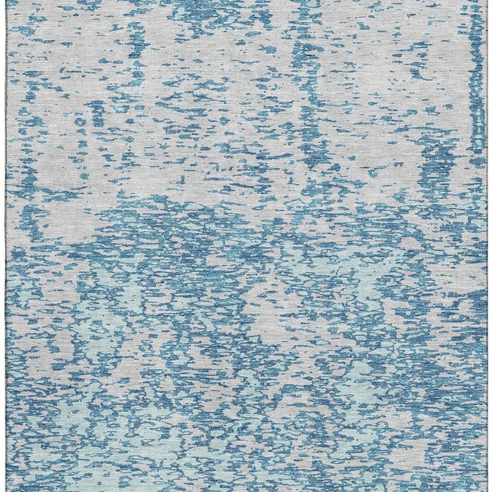 10' X 14' Abstract Washable Area Rug With UV Protection (675270) - Teal / Silver